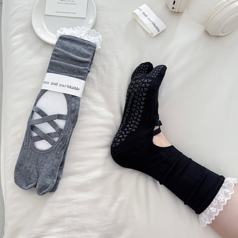 Lace Trim Split Toe Yoga Socks - Yoga Mat ulasan dan harga